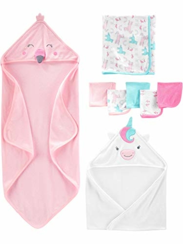 Simple Joys by Carter's 8-Piece Towel and Washcloth Winter-Zubehör-Set, Einhorn/Flamingo, Einheitsgröße - 1