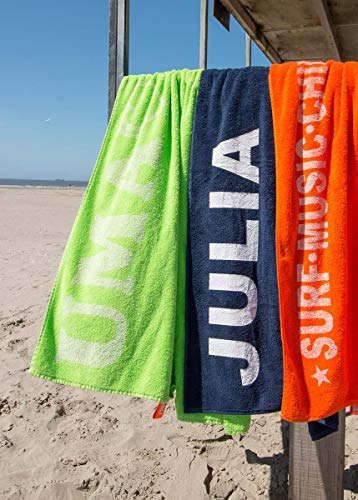 S< Strandtuch mit Name - personalisierte Bedrucking - XXL Saunatuch - Strandtuch 100x200 aus Baumwolle (Dunkelblau) - 3