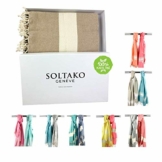 SOLTAKO XXL Fouta Strandtuch Handtuch Saunatuch Badetuch Hamamtuch Yoga Decke Pestemal Damen Herren in Cappuccino Farbe, extra groß leicht 100 x 200 cm - 1