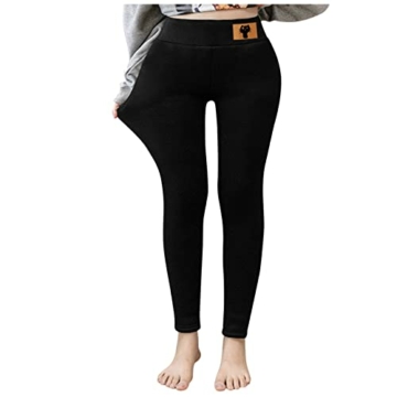 Thermo Leggings Damen Outdoor Winter Sport Baumwolle Gefüttert High Waist with Fleece Thermohose Lang Jogginghose Hoher Bund Elastische Sporthose Strumpfhosen Yogahosen Ski Thermohose - 3