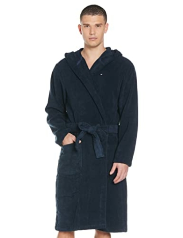 Tommy Hilfiger Herren Icon hooded bathrobe Bademantel, Blau (NAVY BLAZER-PT 416), L - 1