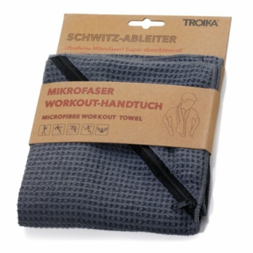 TROIKA Handtuch SCHWITZABLEITER - TWL01/DB - Mikrofaser Workout-Handtuch mit Waffelstruktur - absorbiernd und schnell trocknend - mit integrierter Zip-Tasche - blau - das Original von TROIKA - 2