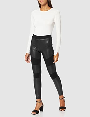 Urban Classics Damen Ladies Fake Leather Tech Yoga-Hose Leggings, Schwarz (Black 00007), W(Herstellergröße: L) - 3