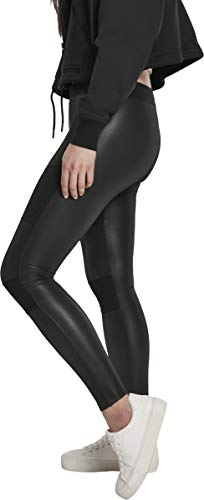 Urban Classics Damen Ladies Fake Leather Tech Yoga-Hose Leggings, Schwarz (Black 00007), W(Herstellergröße: L) - 7