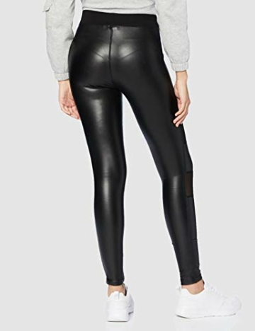 Urban Classics Damen Ladies Tech Mesh Faux Leather Leggings, Black, M - 4
