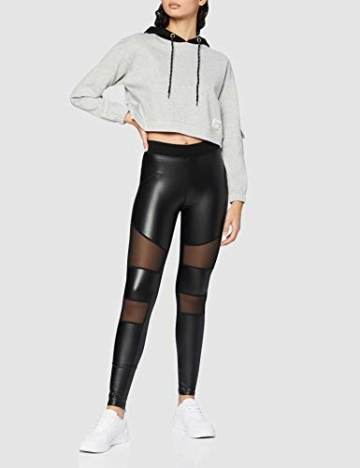 Urban Classics Damen Ladies Tech Mesh Faux Leather Leggings, Schwarz, S - 2