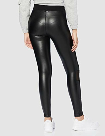 Urban Classics Damen Ladies Tech Mesh Faux Leather Leggings, Schwarz, S - 4