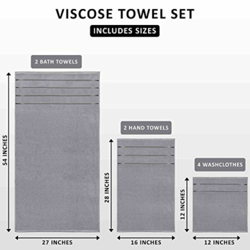 Utopia Towels - Kühl Grau Handtuch Set 8 - Stück, Viskose-Streifen-Handtücher - 600 g/m² Ring Spun Baumwolle - hochabsorbierende Handtücher - 2