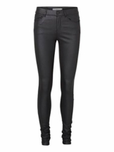 VERO MODA Damen Jeans Stretchhose Seven Smooth Lederoptik Slim 10138972 Black Coated M/30 - 1