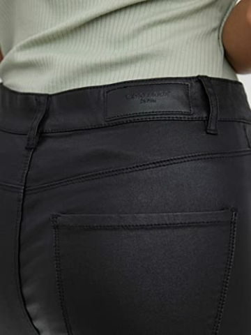 VERO MODA Damen Jeans Stretchhose Seven Smooth Lederoptik Slim 10138972 Black Coated M/30 - 6