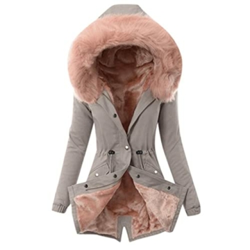 Wintermantel Damen Winterjacke Damen Lang Wattierte Langarm Jacke Winterparka mit Kapuze Hoodie Damen Jacke Mantel Reißverschluss Langarm Mantel Übergangsjacke Outdoor Patchwork Casual Outdoorjacke - 1