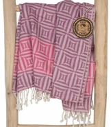 ZusenZomer Fouta Hamamtuch XXL Damen Square 100x200 Rosa – Hamam Badetuch Strandtuch Sauna Tuch 100% Baumwolle - Fair Trade Handgewebten Hammam Tücher - 1