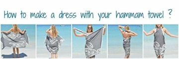 ZusenZomer Hamamtuch XL Schildkröte 95x200 - Hamam Badetuch Fouta Strandtuch Saunatuch Handtuch Damen Herren - 100% Baumwolle Oeko-TEX - Fair Trade Hamamtücher (Grau) - 7