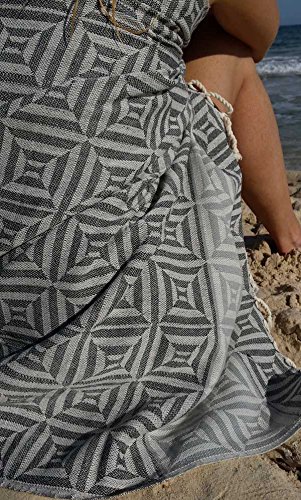 ZusenZomer Hamamtuch XXL Fouta 100x200 - Hamam Badetuch Strandtuch Saunatuch 100% Baumwolle - Damen und Herren - Oeko-TEX - Fair Trade Hammam Tücher (Grau) - 3