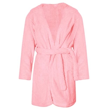 Alueeu Kurz Bademantel Damen Frottee Baumwolle Flauschig mit Kapuze Rosa Morgenmantel Hausmantel Frotteemantel Robe Negligee Saunakilt Morgenrock Nachtwäsche Bathrobe Kimono Reisebademantel - 4