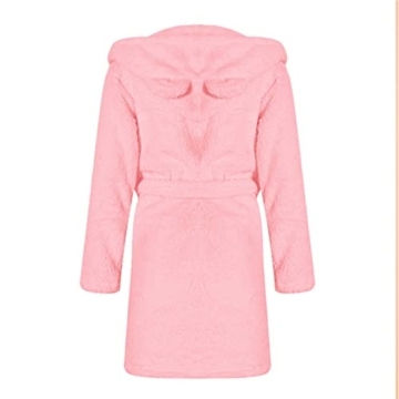 Alueeu Kurz Bademantel Damen Frottee Baumwolle Flauschig mit Kapuze Rosa Morgenmantel Hausmantel Frotteemantel Robe Negligee Saunakilt Morgenrock Nachtwäsche Bathrobe Kimono Reisebademantel - 5