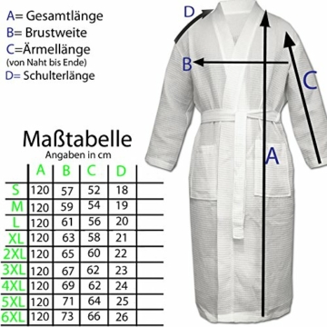 HOMELEVEL Pique Bademantel Reisebademantel 100% Baumwolle S - 6 XL Damen und Herren Übergrößen Morgenmantel Kimono Saunamantel Reise Morgenrock Piquee Waffelpique Frauen Männer (6XL, Grau) - 4