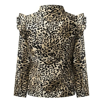 Blazer Damen Business Casual Anzug Anzugjacke mit Leopardenmuster Bürodame Berufskleidung Stehen Langarmshirts Cardigan Bluse mit offenem Reißverschluss Übergangsjacke Wintermantel Winterjacke - 5