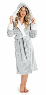 CityComfort Bademantel Damen Flauschig, Morgenmantel Damen mit Kapuze, Damen Geschenke, Hausmantel Damen, Dressing Gown Women, S-XL (Grau, M) - 1