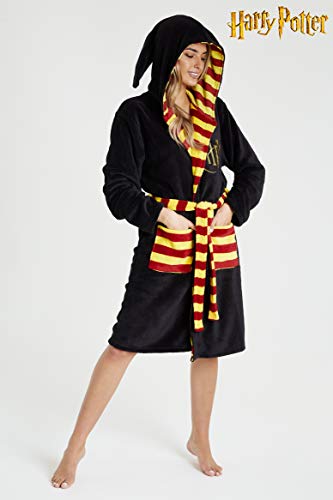 Harry Potter Bademantel Damen mit Kapuze, Kuschelig Morgenmantel Unisex, Hogwarts Geschenke für Herren, Damen und Jugendliche, Nachtwäsche aus Weichem Fleece (Schwarz, S) - 4