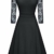 HOMEYEE Damen Elegant Hollow Out Spitzenärmel Swing Plissee Party Cocktailkleid A234 (M, Schwarz) - 2