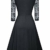 HOMEYEE Damen Elegant Hollow Out Spitzenärmel Swing Plissee Party Cocktailkleid A234 (M, Schwarz) - 3