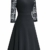 HOMEYEE Damen Elegant Hollow Out Spitzenärmel Swing Plissee Party Cocktailkleid A234 (M, Schwarz) - 4