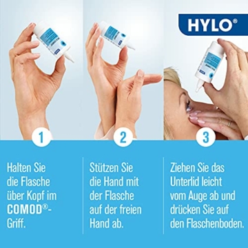 HYLO EYE CARE COMOD Augentropfen bei trockenen mit Hyaluronsäure Doppelpackung, Transparent, 20 ml - 7