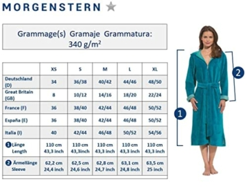 Morgenstern Bademantel Damen Reißverschluss Kapuze Burgund XL - 6
