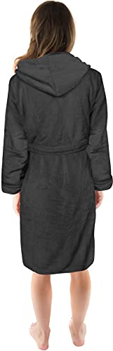NY Threads Damen Morgenmantel aus Fleece mit Kapuze - Plüsch und Kuscheliger Bademantel für Frauen (Dunkelgrau, Medium) - 2