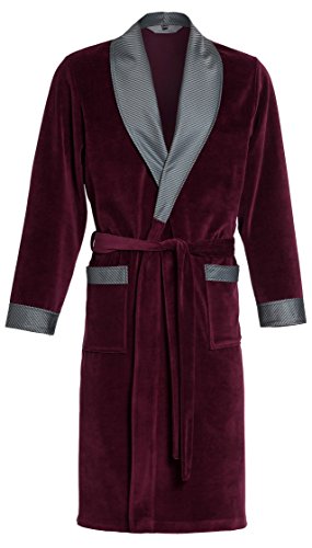 Revise Raul RE-102 Elegant Herren Bademantel - Morgenmantel – Bordaux Rot Gr. 3XL - 1