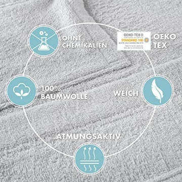 Twinzen Bademantel Damen - M - DarkGrau - 100% Baumwolle (350g/m²) OEKO-TEX® Zertifiziert - Bademantel mit Kapuze, 2 Taschen, Gürtel - 4