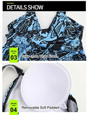 Adigaber Damen zweiteilig Badeanzug Push up Bademoden bauchweg Tankini Set mit Hot Pants Drucken Badeanzug Bikini Sportlich - 6