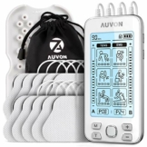 AUVON 4 Kanäle TENS Gerät EMS Trainingsgerät für Schmerzlinderung Therapie mit 24 Modi Elektro Massagegerät, 10 Stücke 2"x 2" Premium Elektroden-Pads mit patentiertem Design (weiß) - 1