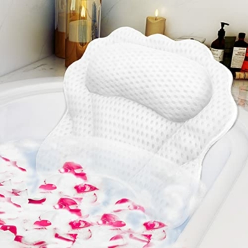 Badekissen RUVINCE Ergonomisches Luxus-Badewannenkissen mit Kopf-, Nacken-, Schulter- und Rückenstütze, 4D-Badekissen für die Badewanne mit 6 leistungsstarken Saugnäpfen, passend für alle Badewannen - 1