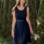 BeryLove Damen Spitzenkleid Brautjungfer Elegant Party Knielang Cocktailkleid Chiffon Ärmellos BLP7005B-NavyM - 2