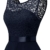 BeryLove Damen Spitzenkleid Brautjungfer Elegant Party Knielang Cocktailkleid Chiffon Ärmellos BLP7005B-NavyM - 6