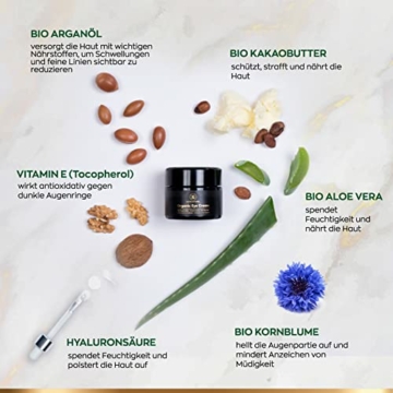 BIO Augencreme mit Aloe Vera - 30ml - Gegen Falten & Müde Augen - Anti Falten Creme – Gegen Augenringe – Belebendes Anti-Aging von Satin Naturel – Eye Cream Made in Germany - 3