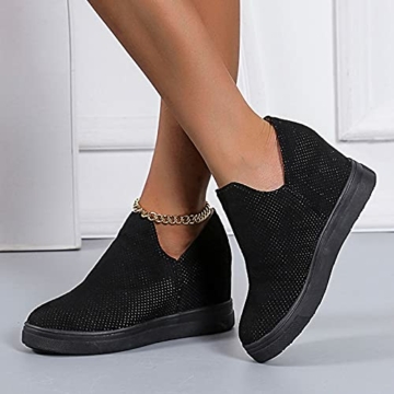 Blingko Laufschuhe Damen Turnschuhe Mode Wanderschuhe Atmungsaktiv Joggingschuhe Schnürsenkel Freizeitschuhe Sport Freizeit Sneaker Gestrickte, Atmungsaktive, Flache Schuhe Stoffschuhe - 2