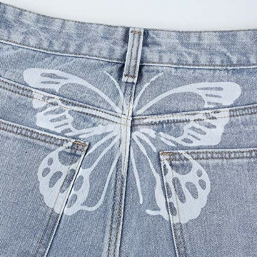 Briskorry Damen Baggy Jeans Y2K Style Jeanshose mit Hoher Taille, Gerade Jeanshose mit Weitem Bein, Mode Loose Flare Bleistift-Jeanshose Schlagjeans, Freizeithose Boyfriend Jeans (Blau4, S) - 5