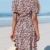 CUPSHE Damen Kleid V Ausschnitt Kurzarm Blümchenmuster Knöpfen Sommerkleid Freizeitkleid Strand Mini Dress Mehrfarbig M - 2