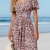 CUPSHE Damen Kleid V Ausschnitt Kurzarm Blümchenmuster Knöpfen Sommerkleid Freizeitkleid Strand Mini Dress Mehrfarbig M - 3