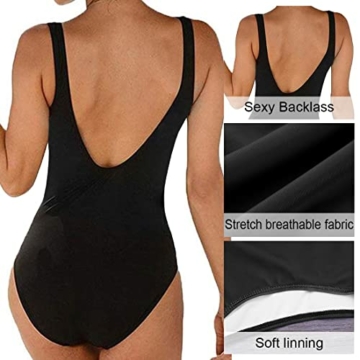 heekpek Badeanzug Damen Push up Vintage Badebekleidung Damen Bauchweg Sport Badeanzüge Frauen mit Bügel Figurformend Badeanzug Tribal Print Gepolsterte Große Größen Bademode, Schwarz, L - 3