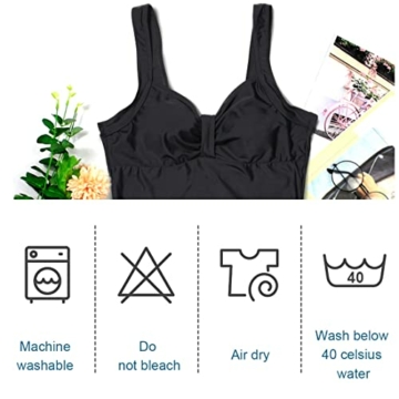 heekpek Badeanzug Damen Push up Vintage Badebekleidung Damen Bauchweg Sport Badeanzüge Frauen mit Bügel Figurformend Badeanzug Tribal Print Gepolsterte Große Größen Bademode, Schwarz, L - 7