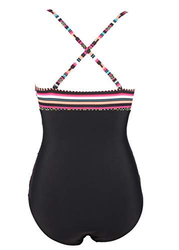 LA ORCHID Laorchid einteiliger Badeanzug bademode v Ausschnitt Damen Badeanzug bauchweg Push up Bademode Swimsuit high Waist Schwimmanzug Böhmen Streifen XXXL - 4