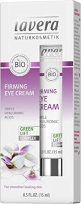 lavera straffende Augencreme - dreifache Hyaluronsäure - Karanjaöl - Green Lift Complex - Hautpflege - vegan - Bio Pflanzenwirkstoffe - Naturkosmetik - Augenpflege - 15ml - 1