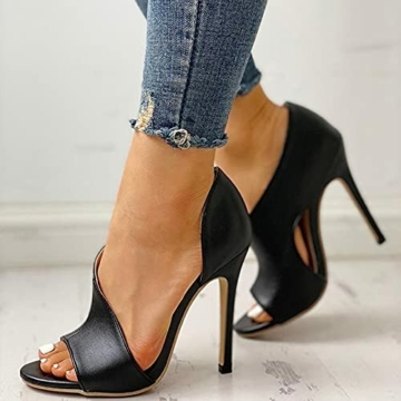 LLDG Damen Sandaletten High Heels mit Pfennigabsatz Zarte Sommerschuhe mit offenen Zehen Elegante Slingback Sandalen Partyschuhe, Peep-Toe, Pantoletten, rückenfrei, Stiletto, Kleid Schuhe Abendschuhe - 5