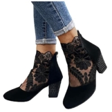 LLDG Damen Stiefeletten High Heels Chelsea Boots Absatz Atmungsaktive Mesh Ankle rutschfest Kurzschaft Retro Knöchel Stiefel Biker wasserdichte Combat Mode Outdoor Boots, Schwarz, 36 EU - 1