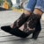LLDG Damen Stiefeletten High Heels Chelsea Boots Absatz Atmungsaktive Mesh Ankle rutschfest Kurzschaft Retro Knöchel Stiefel Biker wasserdichte Combat Mode Outdoor Boots, Schwarz, 36 EU - 4
