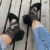 LLDG Damen Stiefeletten High Heels Chelsea Boots Absatz Atmungsaktive Mesh Ankle rutschfest Kurzschaft Retro Knöchel Stiefel Biker wasserdichte Combat Mode Outdoor Boots, Schwarz, 36 EU - 6